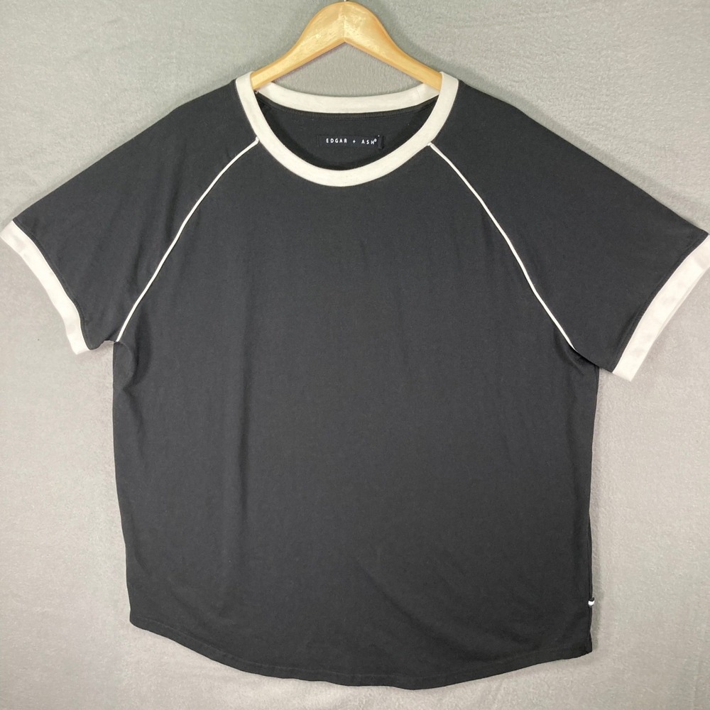 Edgar +‎ Ash Womens XXL Black Contrast Trim Short Sleeve Casual Top